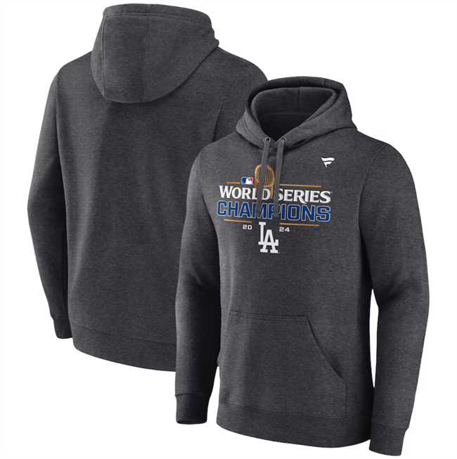 Men's Charcoal Los Angeles Dodgers Heather 2024 World Series Champions Locker Room Pullover Hoodie